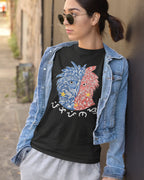 Woman in a black Philippine Eagle shirt with Pilipinas script, athleisure style