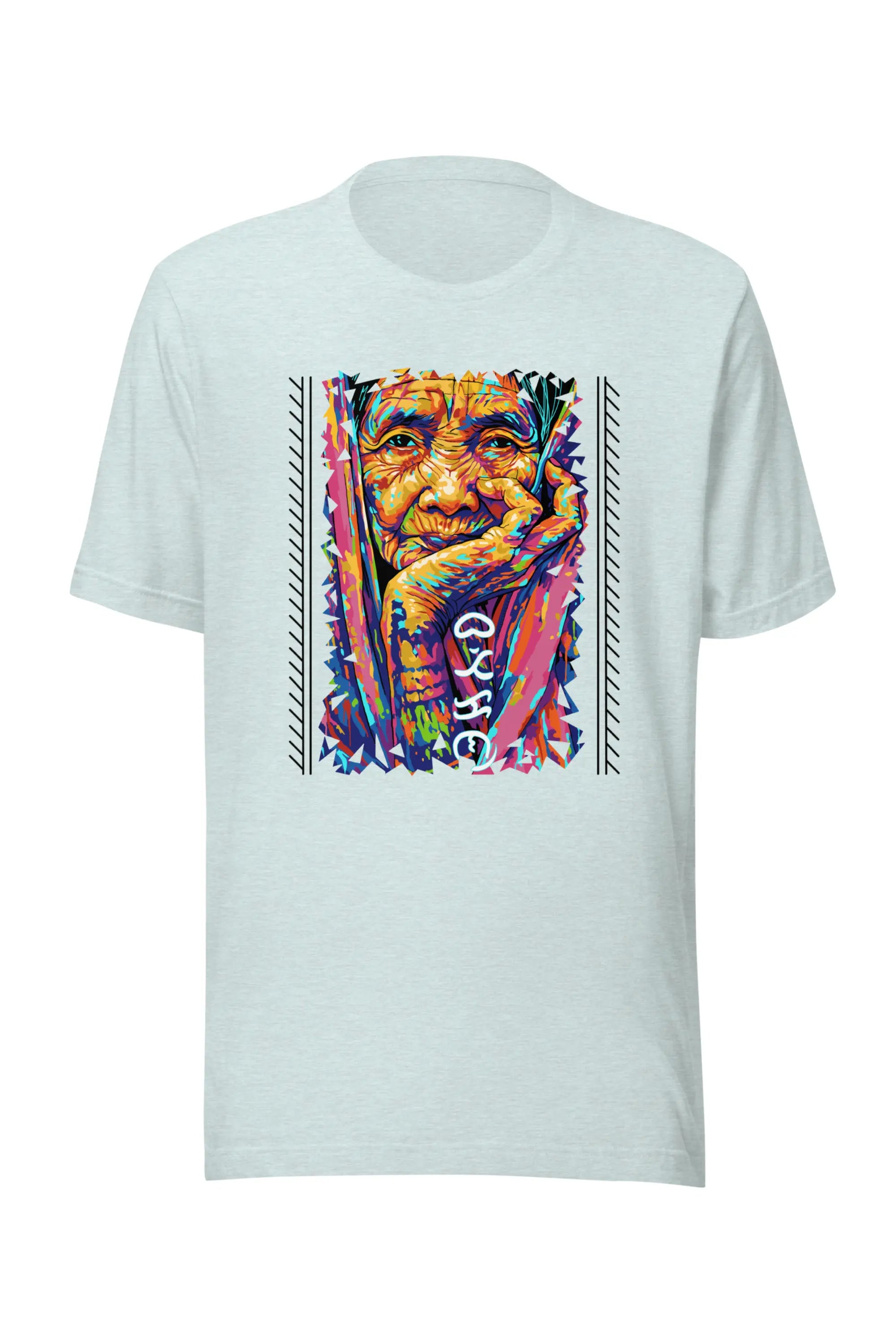 mint Apo Whang Od 100% cotton T-shirt with colorful batok-inspired graphic and Batikan Baybayin design