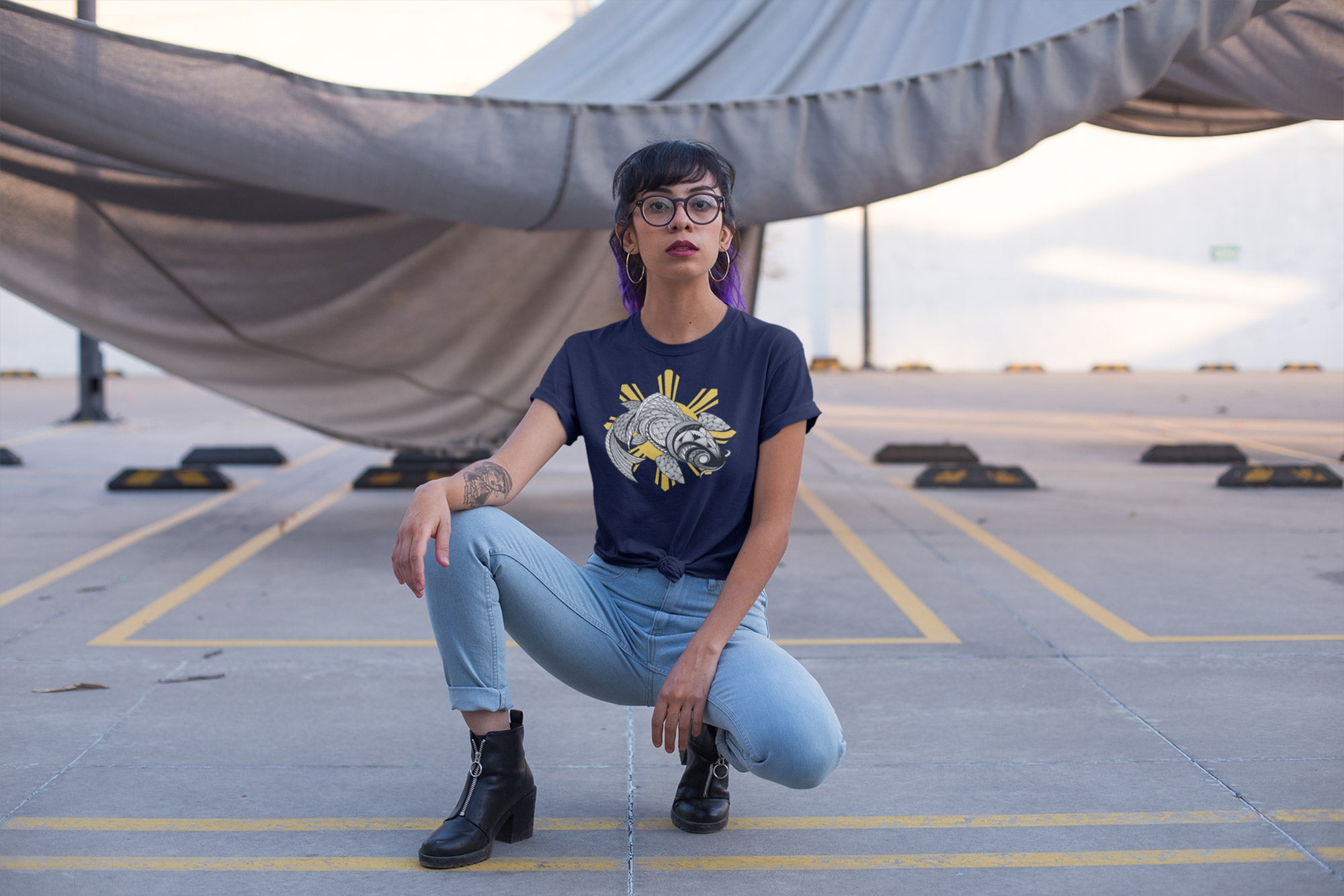 Tribal Art Koi Fish & Filipino Sun Unisex Tee