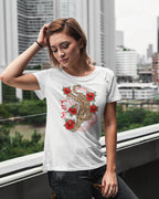 Model on a balcony wearing a Badlit shirt featuring the Visayan leopard cat and cebuano script