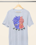Light blue Philippine Eagle Pilipinas Baybayin tee on a wooden hanger