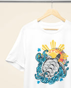 Baybayin Malaya Pawikan tee in white – hanging product detail, Filipino pride shirt
